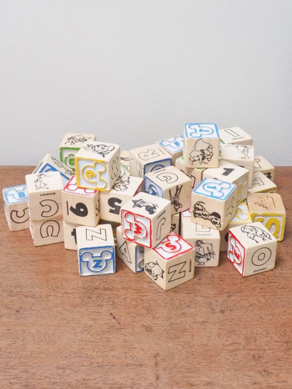 Vtg Wooden Baby Blocks - 45 Disney Baby Blocks - 70s Toys - Vintage Nursery